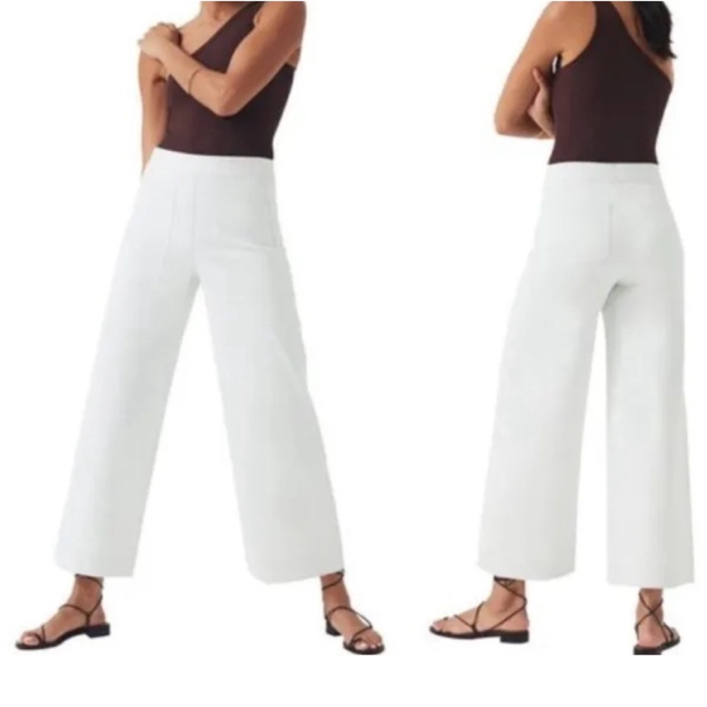 NWT Spanx Classic White On The Go Wide-Leg Crop Pants